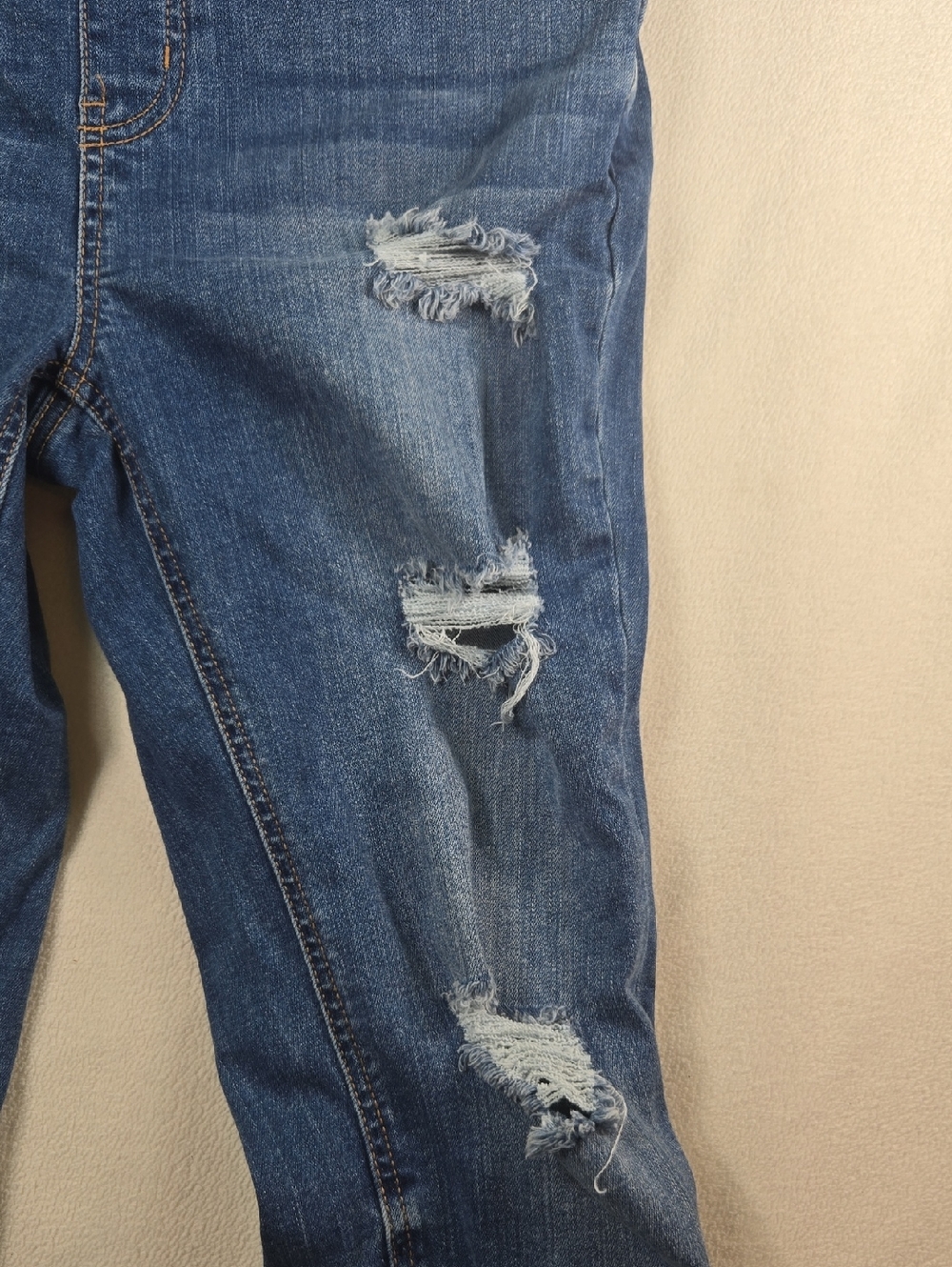 Distressed Blue Denim Women’s Overalls with Adjustable Straps - Picture 3 of 14